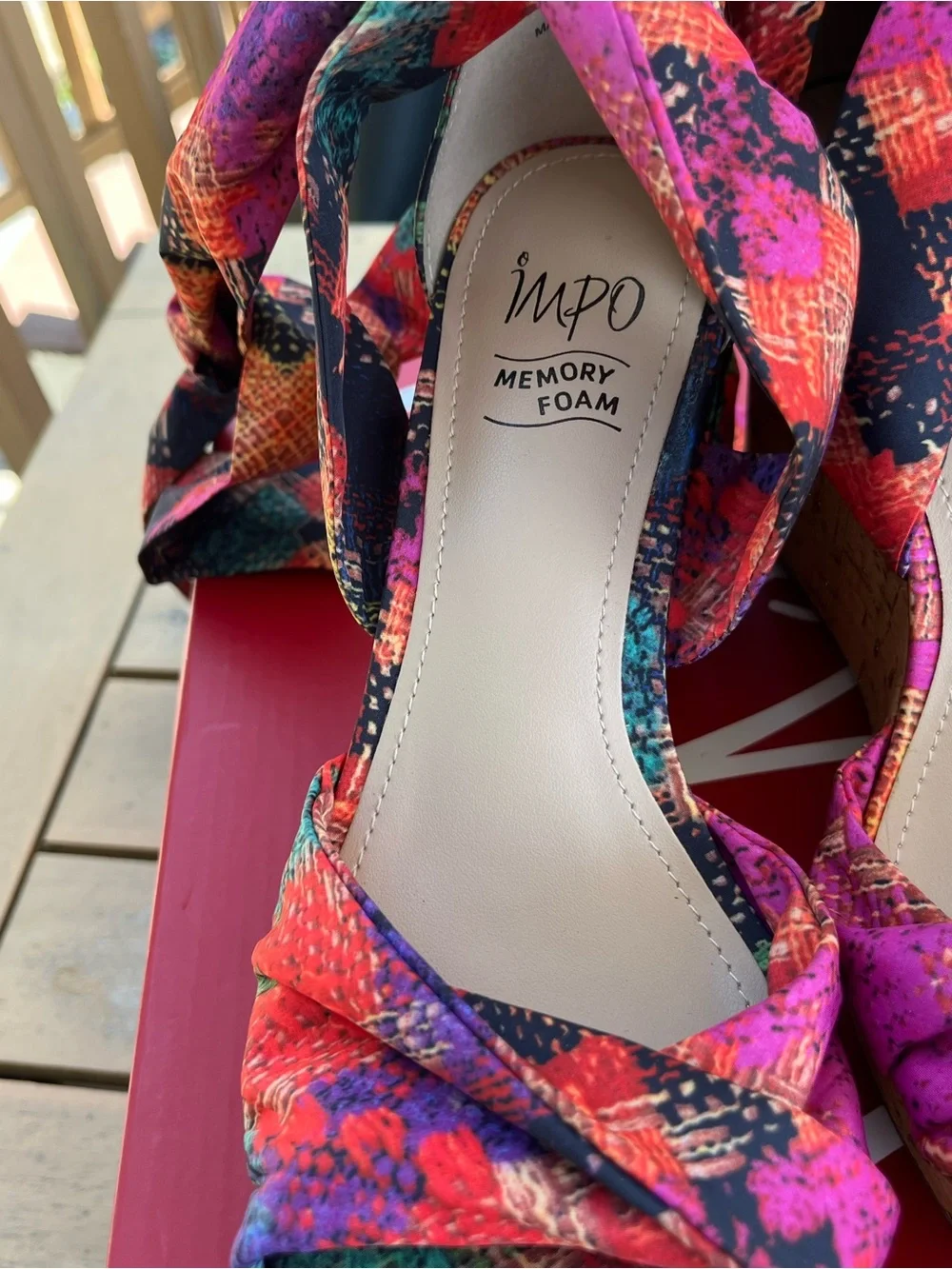 Impo Bright Multi Espadrille Cork Wedge Sandals